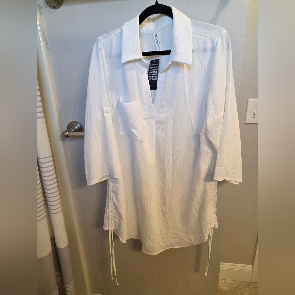 Crisp White Casual Beach Cover Up